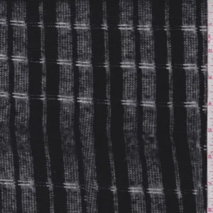 Black Leno Check Sweater Knit Fabric