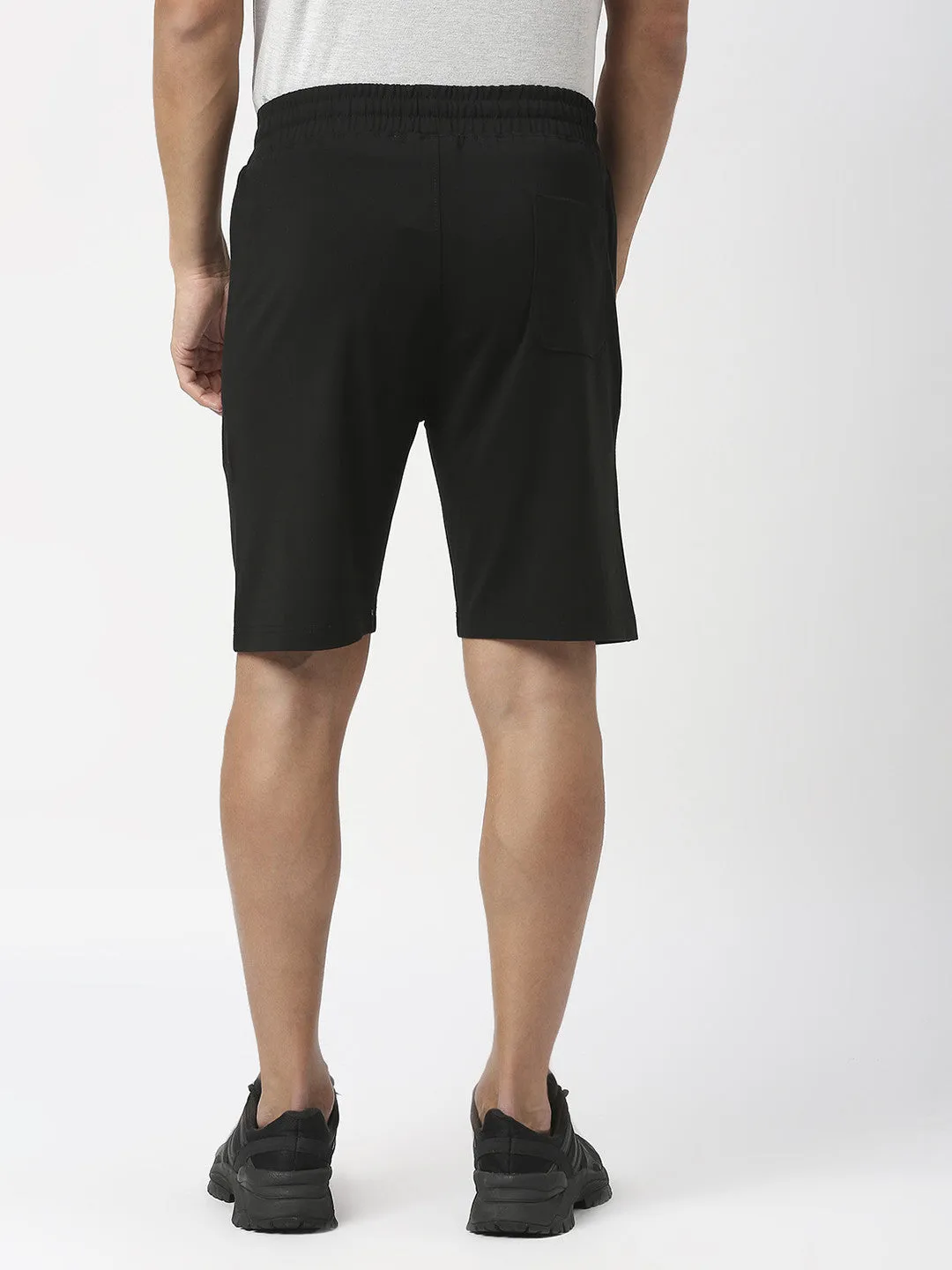 Black Tencel Lycra Shorts With Zipped Pocket