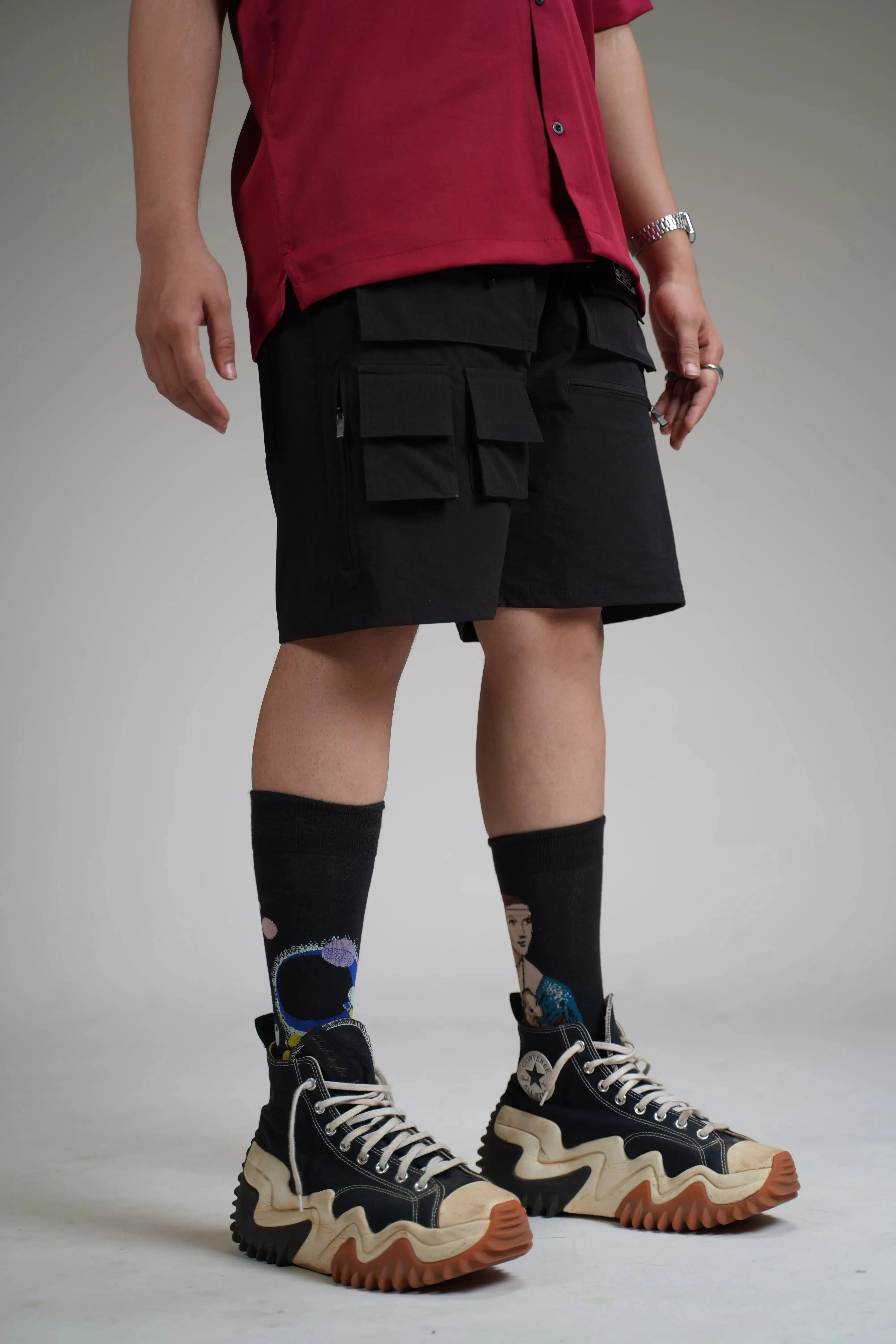 BLACK ZIPPER UTILITY Shorts