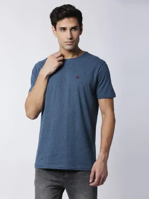 Blue Melange Round Neck T-shirt
