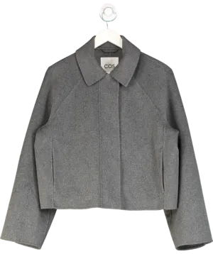 COS. Grey Boxy-fit Double-faced Wool Jacket UK S