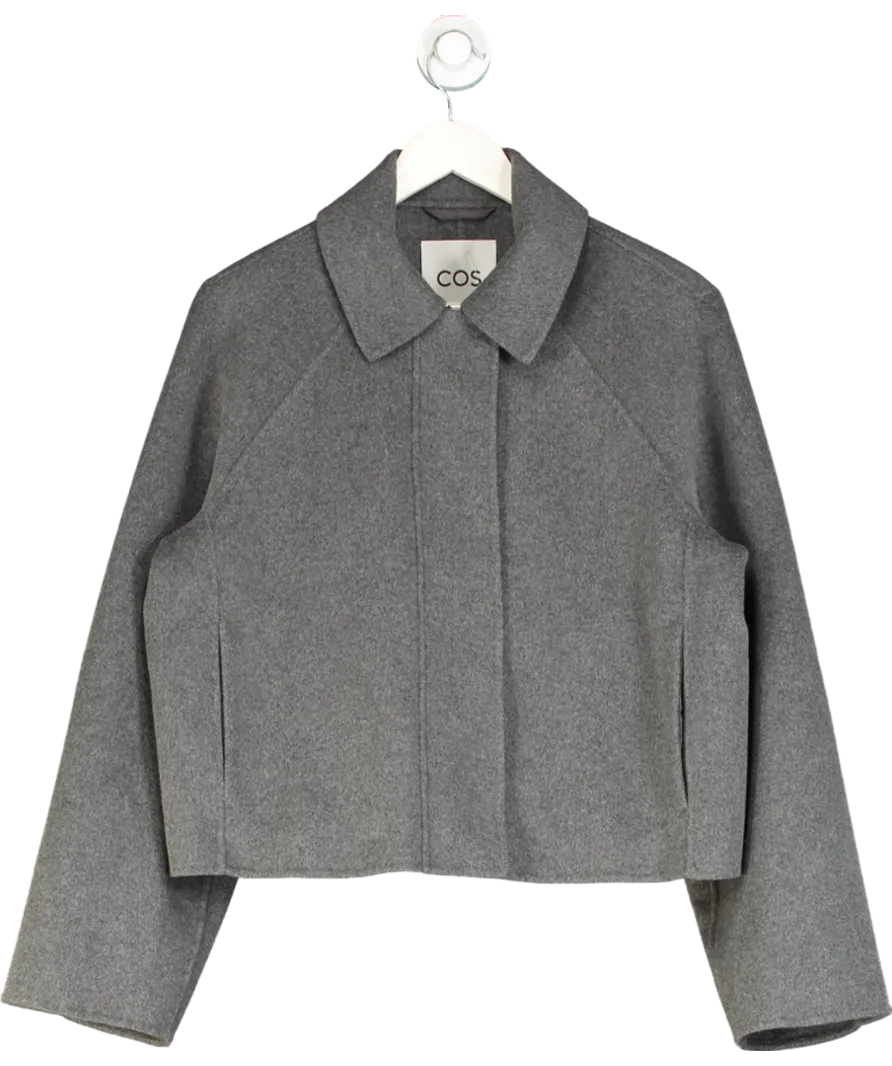 COS. Grey Boxy-fit Double-faced Wool Jacket UK S
