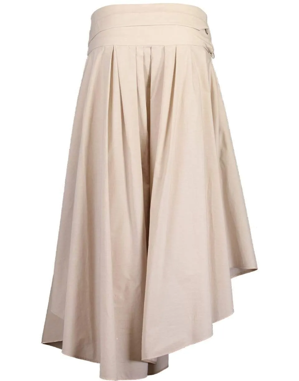 Cotton Poplin Asymmetric Midi Skirt