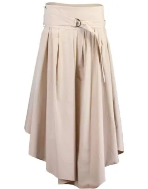 Cotton Poplin Asymmetric Midi Skirt