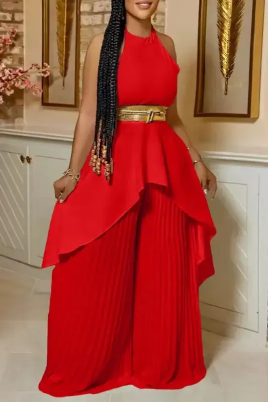 Egyptian Style Wide-Leg Pants Set With Gold Belt (S-3XL)