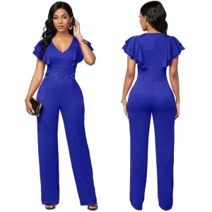 High Waist Plain Long Sleeve Women Elegant  Party Slim Autumn Ladies Jumpsuits