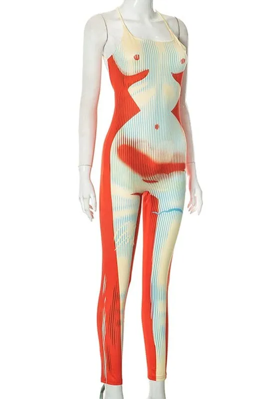 JA398 Graphic Camisole Jumpsuits