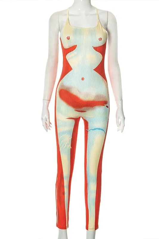 JA398 Graphic Camisole Jumpsuits