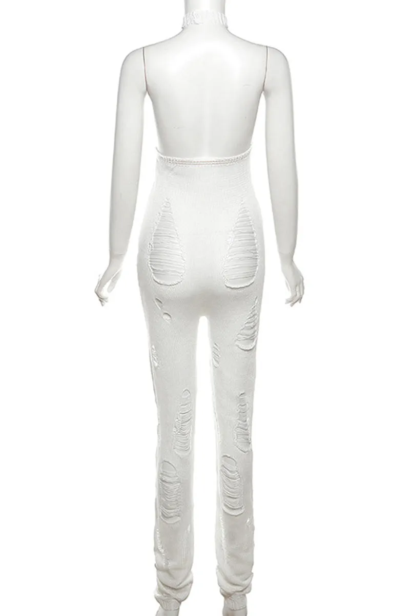 JD480 Crochet Halter Jumpsuits