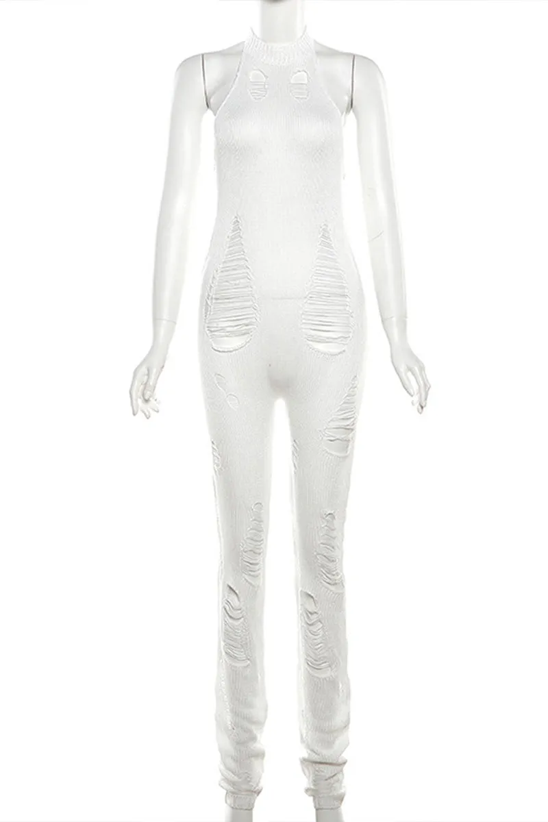 JD480 Crochet Halter Jumpsuits