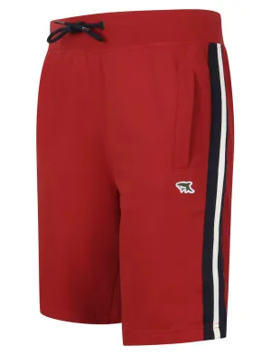 Mellish Jogger Shorts with Striped Side Panel Detail in Scarlet Sage - Le Shark