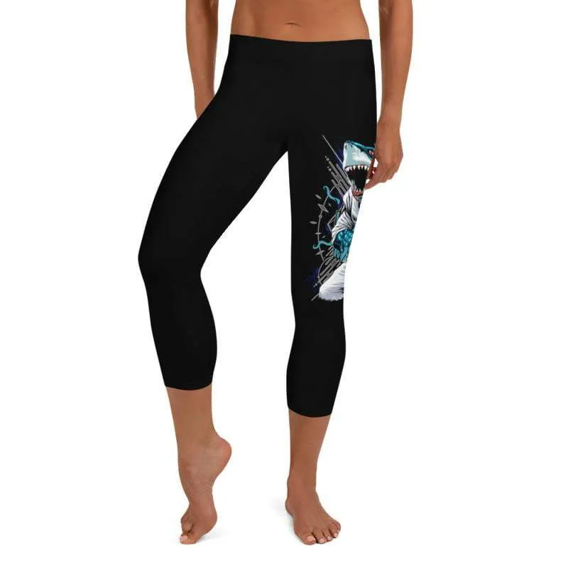 Shark Frenzy | Capri Leggings | Submission Shark