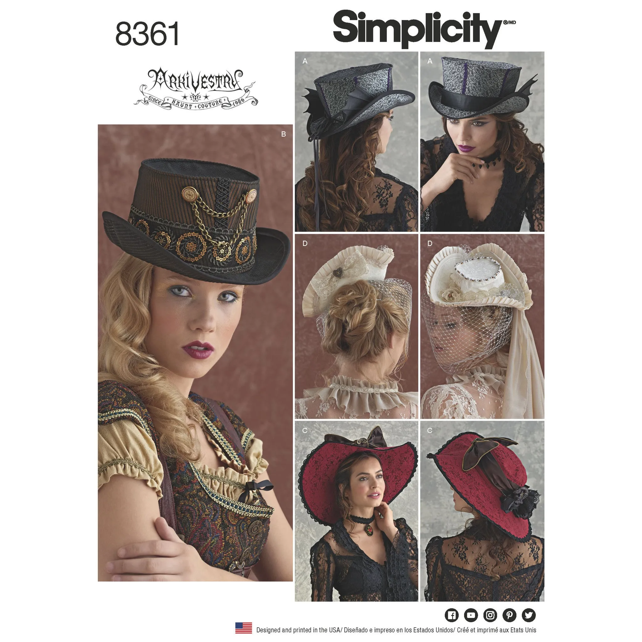 Simplicity Pattern 8361 hats in three sizes
