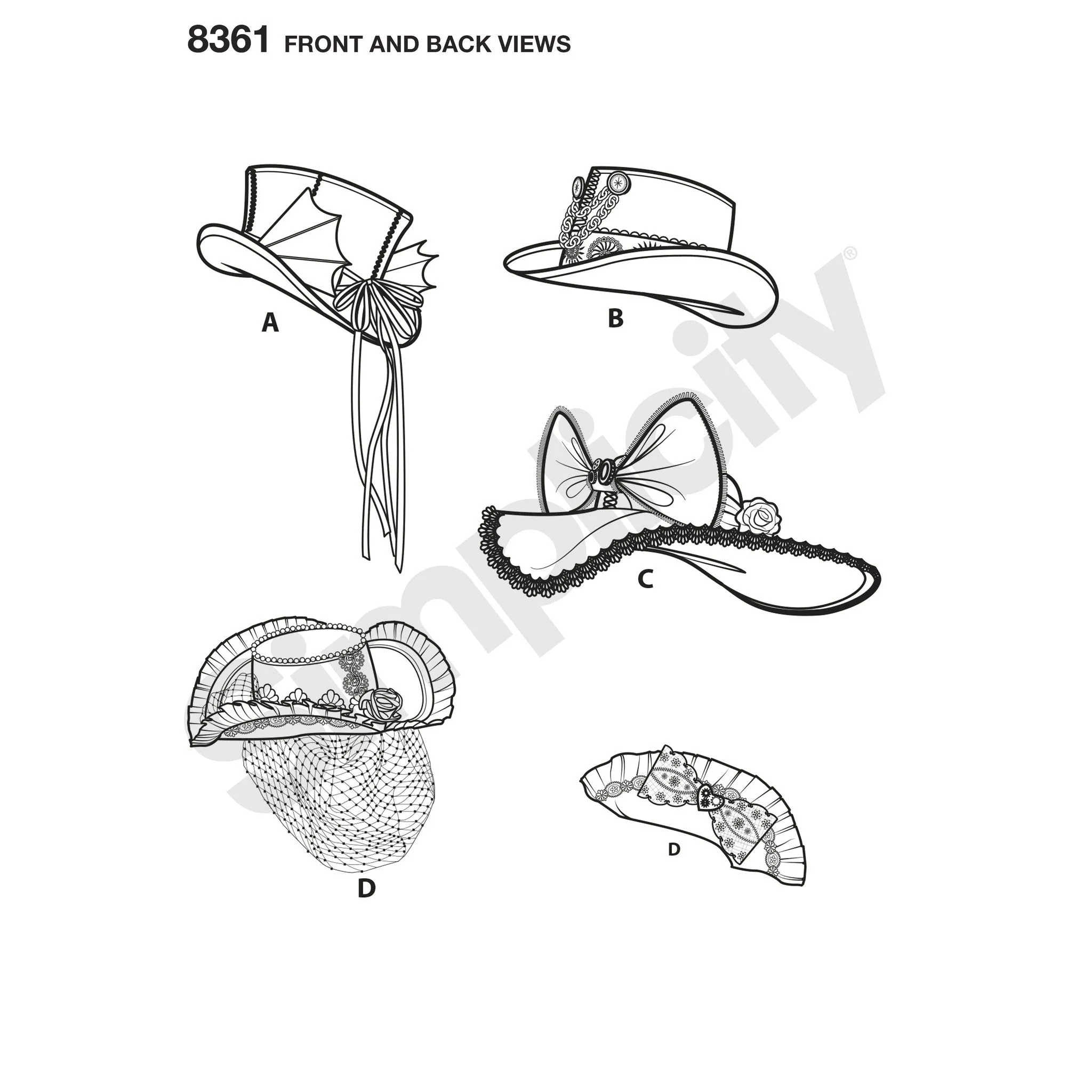 Simplicity Pattern 8361 hats in three sizes