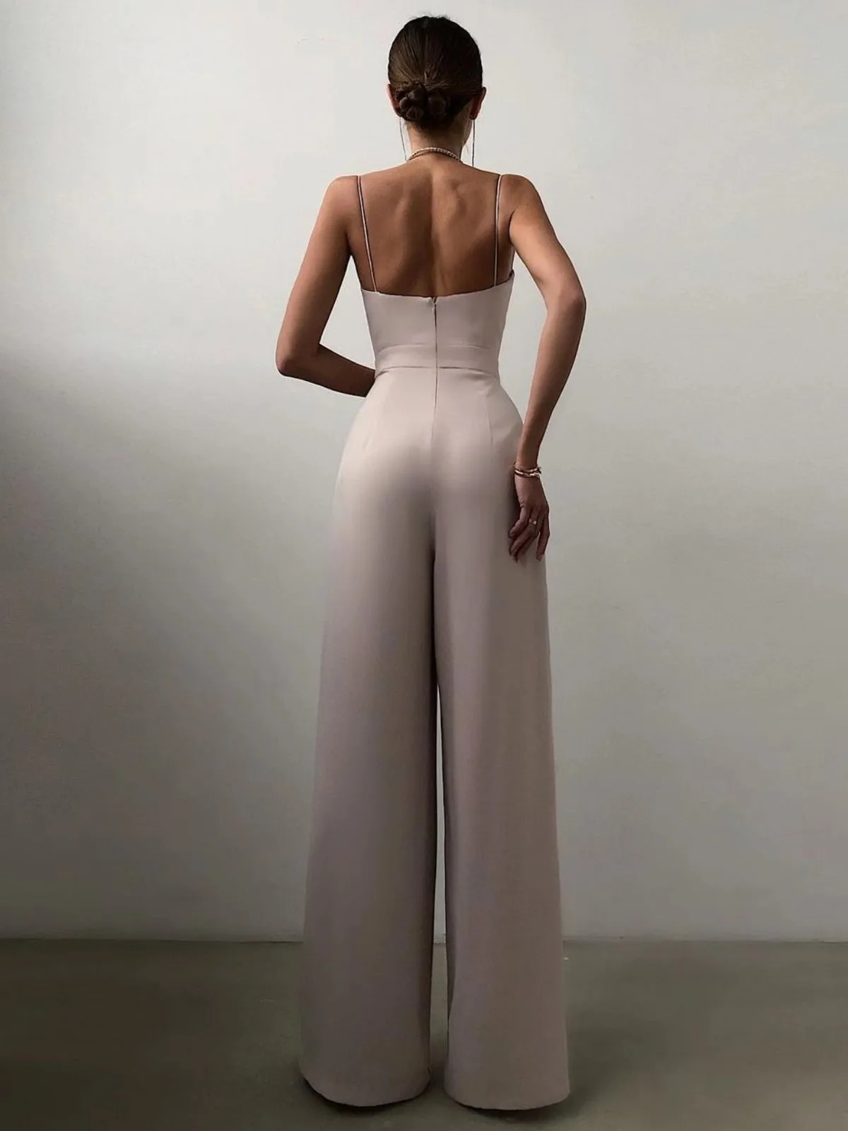 Spaghetti Bandage High Waist Wide Leg  Jumpsuit