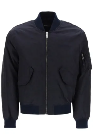 Versace barocco bomber jacket 1013929 1A09826 NAVY BLUE